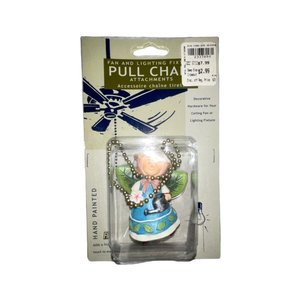 NIP Figi Vintage 2001 Angel Pull Chain Attachment Hand Painted Fan Lighting